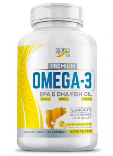 #PROPER VIT Omega3 Fish oil 2000mg  Lemon EPA800mg DHA 600mg 120 softgel — 65fit