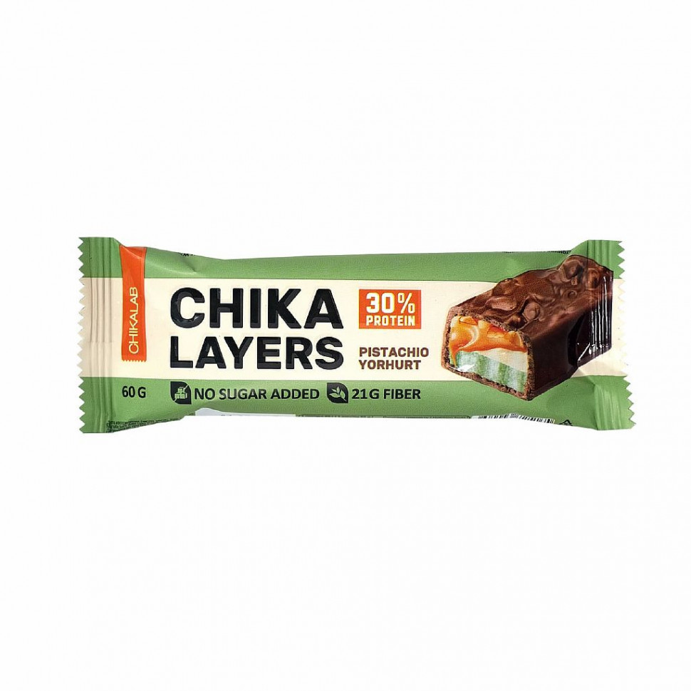 АКЦИЯ 3+1**CHIKA LAYERS Батончик глазированный "Фисташковый йогурт" 60г/20 фото 1 — 65fit