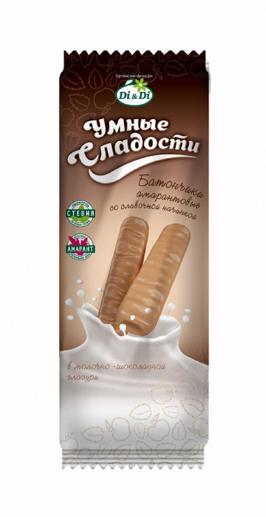 УМНЫЕ СЛАДОСТИ Батончики амарантовые Сливки в мол.-шокол. глазури 20г — 65fit