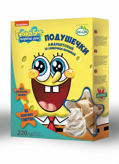 ГУБКА БОБ Подушечки амарантовые со сливочной начинкой 220г — 65fit