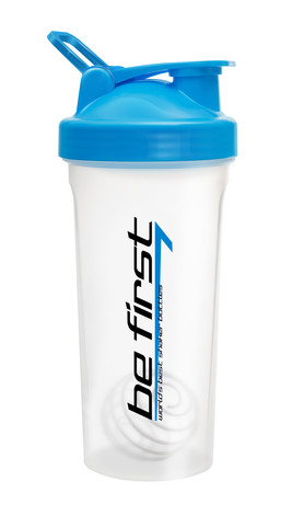 BE FIRST Шейкер 600 мл с шариком и держателем Синяя крышка (TS 1356-BLU) — 65fit