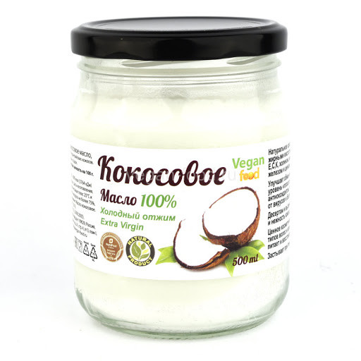 VEGAN FOOD Масло кокосовое нераф. Extra Virgin 500г фото 1 — 65fit