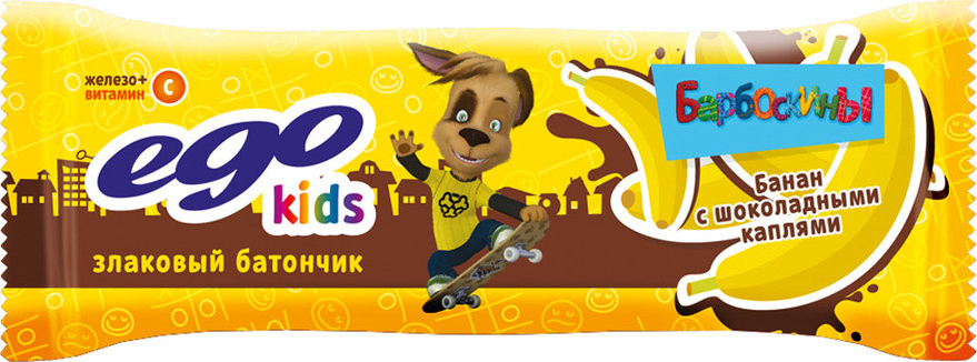 EGO KIDS Батончик мюсли БАД "Банан с шок.каплями с витамином С" 25 г/12 фото 1 — 65fit