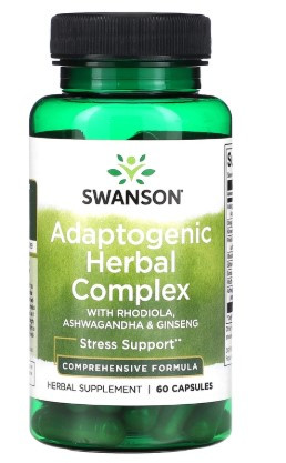 #SWANSON Adaptogenic Herbal Complex with Rhodiola, Ashwagandha &amp; Ginseng 60 caps — 65fit
