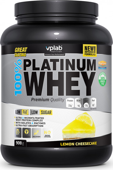 VPLAB 100% PLATINUM WHEY Протеин &quot;Лимонный чизкейк&quot; 908г — 65fit