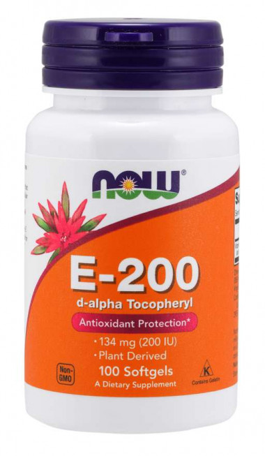 NOW Vitamin E-200 D-Alpha Tocopheryl 100 Softgels — 65fit