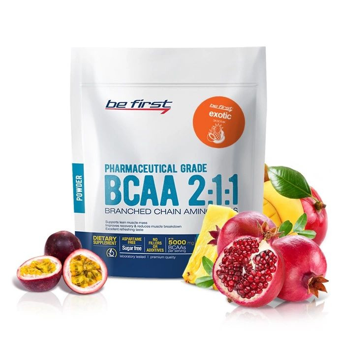BE FIRST Аминокислоты BCAA 2:1:1 Powder Экзотик дойпак 450г фото 1 — 65fit