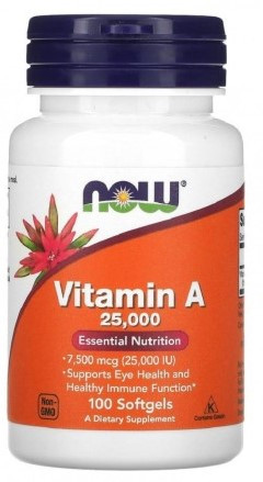 #NOW Vitamin A-3 25000 100 Softgels фото 1 — 65fit