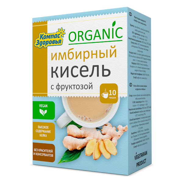 Кисель на фруктозе Имбирный 150гр, Компас здоровья фото 1 — 65fit