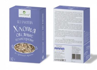 ОРГТИУМ Овсяные хлопья БЕЗ Глютена (без термической обработки) 350г — 65fit