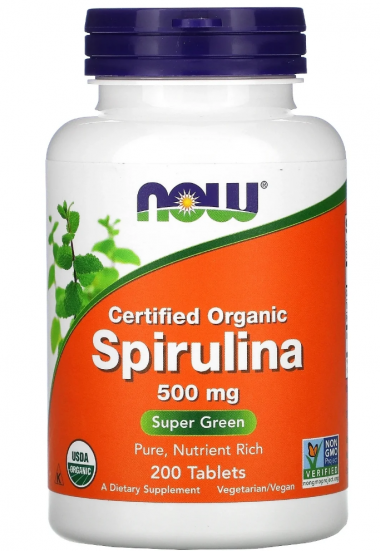 #NOW Organic Spirulina 500 mg 200 tabs — 65fit