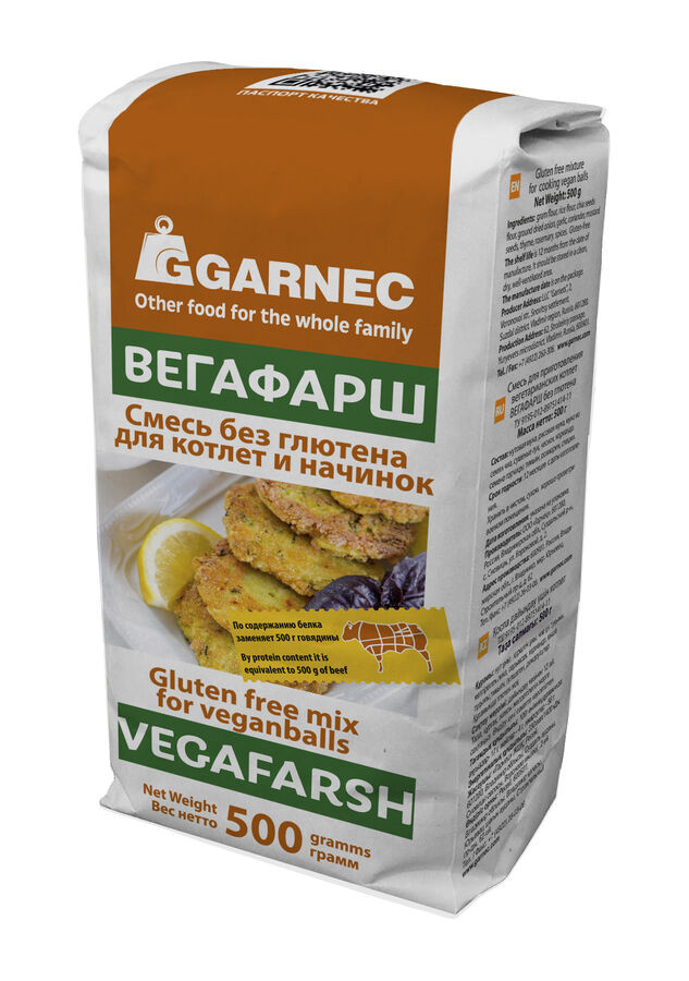 GARNEC Смесь без глютена для котлет и начинок "ВЕГАФАРШ" 500г фото 1 — 65fit