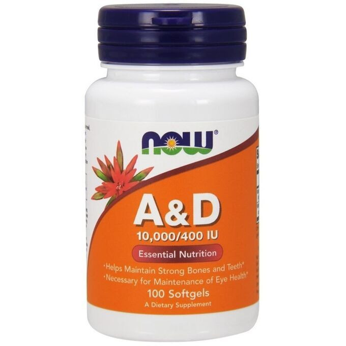 #NOW Vitamin A&D 10000/400 100 Softgels фото 1 — 65fit
