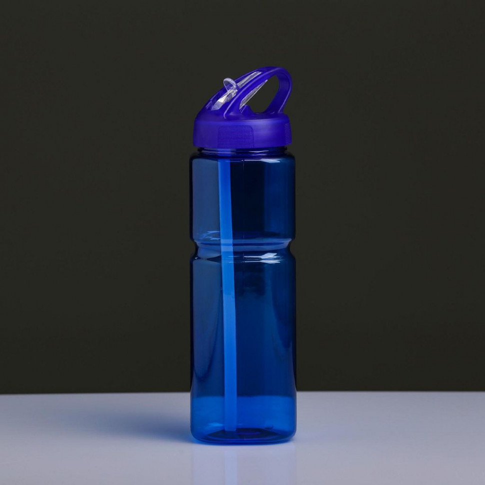 Бутылка для воды с поильником на подвеске синяя 800ml (5181039) фото 1 — 65fit