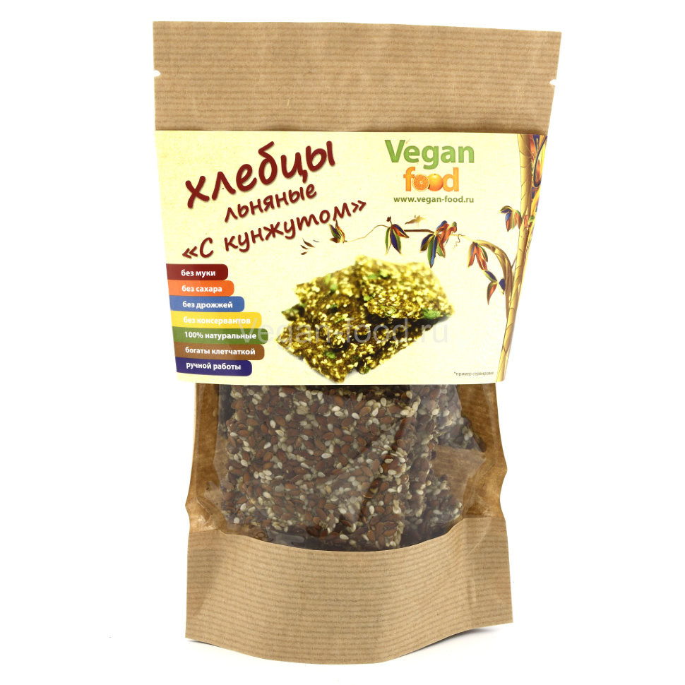 VEGAN FOOD Хлебцы льняные "С кунжутом" 100г фото 1 — 65fit