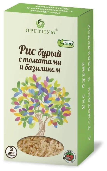 ОРГТИУМ Рис бурый с томатами и базиликом 180г фото 1 — 65fit