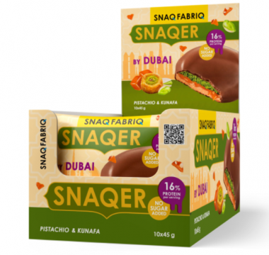 SNAQ FABRIQ Печенье глазированное с фисташковой пастой, хрустящим тестом и карамелью 45г — 65fit