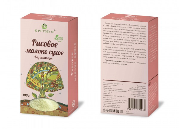 ОРГТИУМ Рисовое молоко сухое (без лактозы) 100г фото 1 — 65fit