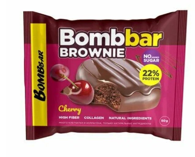 BOMBBAR Печенье глазированное "Вишнёвый брауни" 50г фото 1 — 65fit