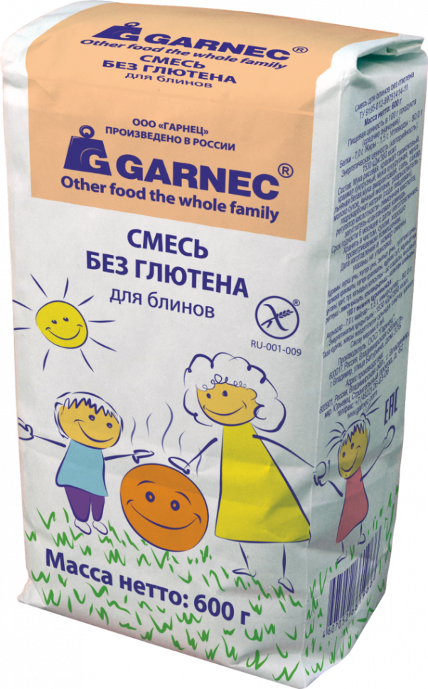 GARNEC Смесь без глютена для блинов 600г фото 1 — 65fit