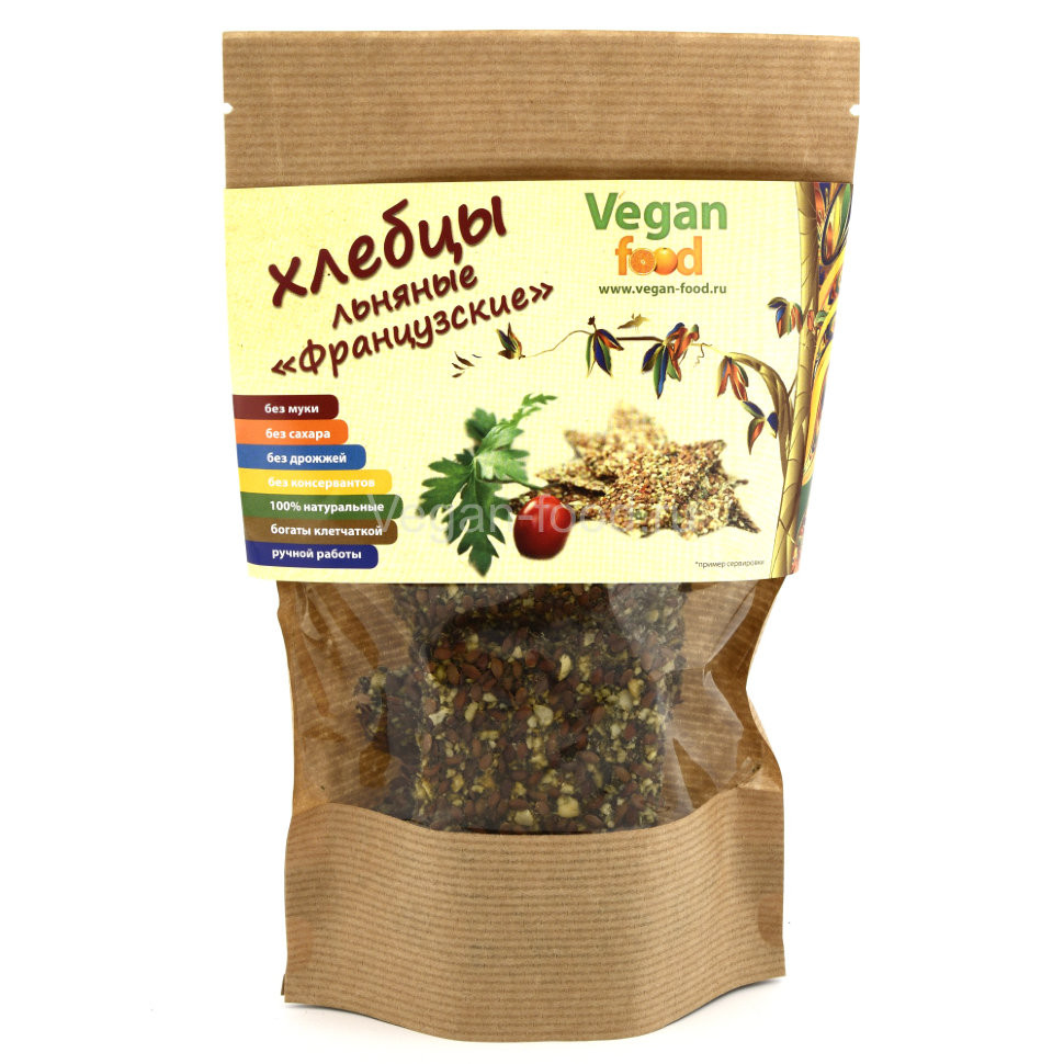 VEGAN FOOD Хлебцы льняные "Французские" 100г фото 1 — 65fit