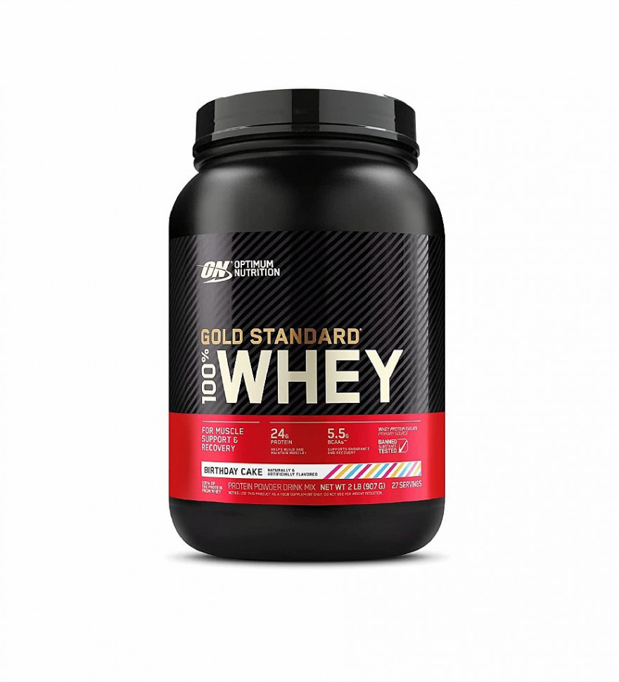 Gold Standard 100% Whey Birthday Cake 909гр, Optimum Nutrition фото 1 — 65fit