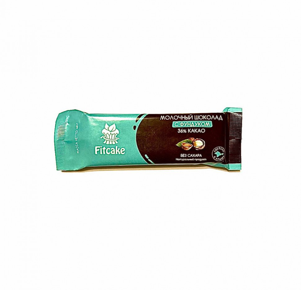 FitCake Батончик шоколад молочный без сахара с фундуком 40г/30 фото 1 — 65fit