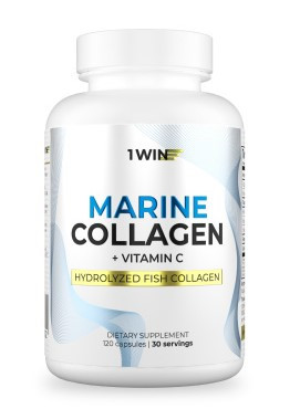 1WIN Коллаген морской в капсулах + Витамин С, 120 капсул, бад — 65fit