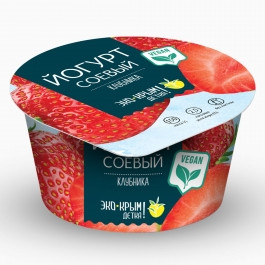 Эко Крым, Детка! Йогурт соевый "Клубника" 200г стакан фото 1 — 65fit