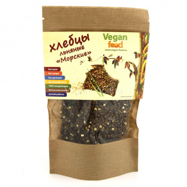 VEGAN FOOD Хлебцы льняные &quot;Морские&quot; 100г — 65fit