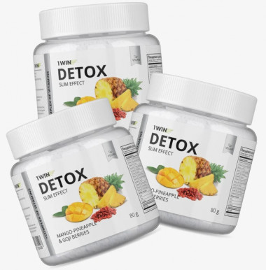 1WIN Детокс + Ягоды Годжи, Манго-ананас, 32 порции, Detox Slim Effect, бад — 65fit