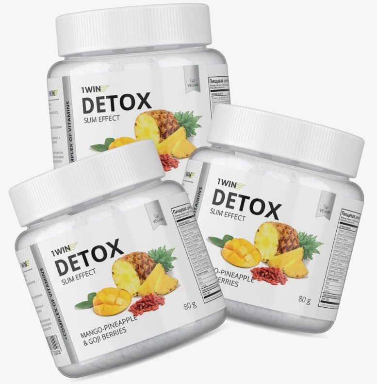 1WIN Детокс + Ягоды Годжи, Манго-ананас, 32 порции, Detox Slim Effect, бад фото 1 — 65fit