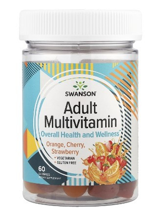 #SWANSON Adult Multivitamin Gummies - Peach, Orange & Strawberry, 60 Gummies фото 1 — 65fit