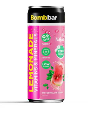 ТМ Bombbar Напиток безалкогольный газированный обогащённый &quot;Лимонад со вкусом арбуза&quot; 330 мл — 65fit