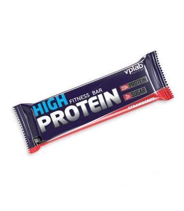 High Protein Bar клубника 50гр, VPlab — 65fit