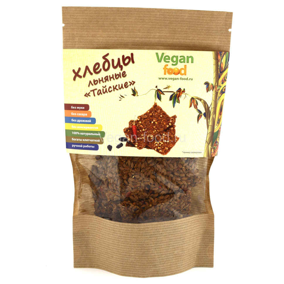 VEGAN FOOD Хлебцы льняные "Тайские" 100г фото 1 — 65fit