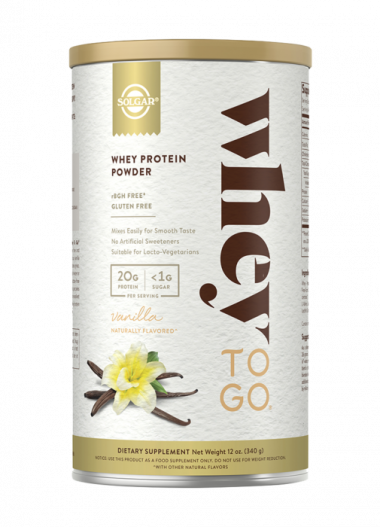 SOLGAR Whey To Go® Protein Powder Natural Vanilla Flavor 12 oz. (340g) — 65fit