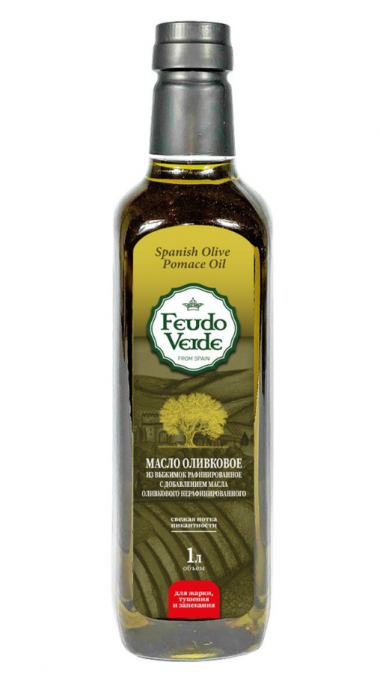 Масло Оливковое раф. из выжим с доб. нераф. 1000мл (Feudo verde Pomace) пэт — 65fit