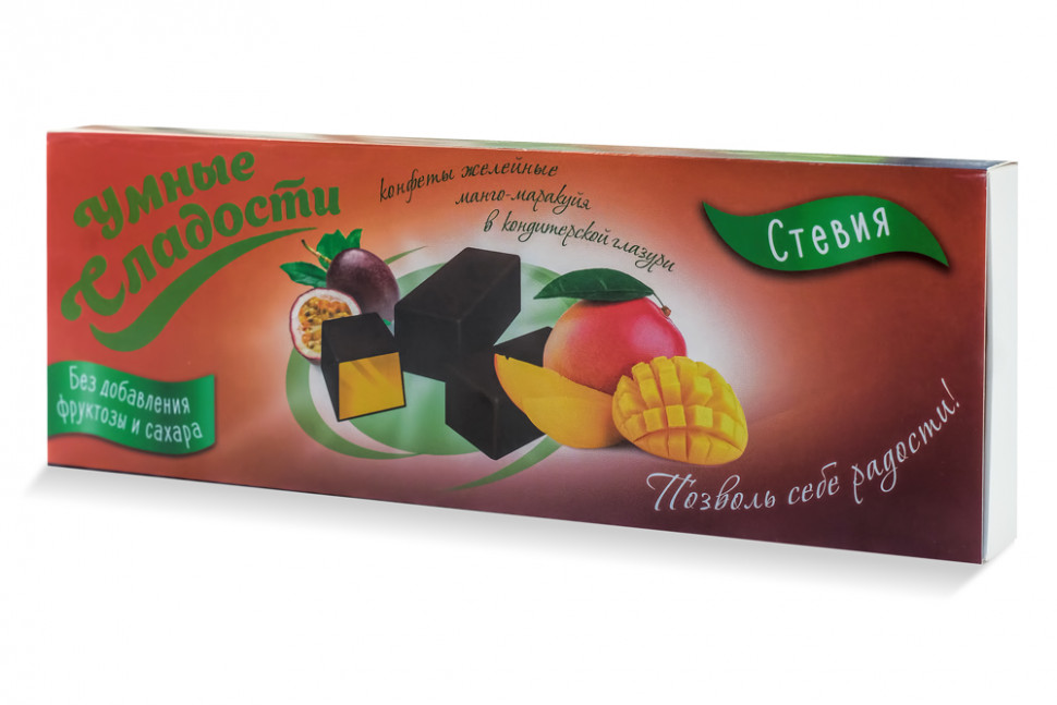 УМНЫЕ СЛАДОСТИ Конфеты желейные манго-маракуйя в глазури 105г фото 1 — 65fit