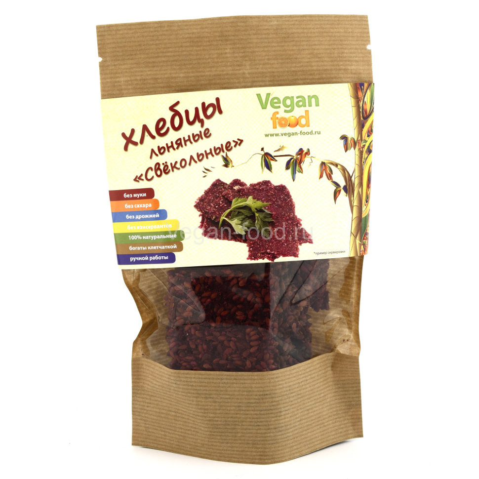 VEGAN FOOD Хлебцы льняные "Свекольные" 100г фото 1 — 65fit