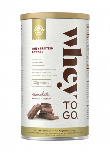 SOLGAR Whey To Go® Protein Powder Natural Chocolate Flavor 16 oz. (455g) — 65fit