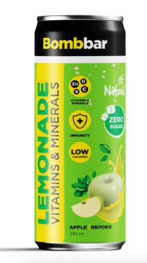 ТМ Bombbar Напиток безалкогольный газированный обогащённый &quot;Лимонад со вкусом яблока&quot; 330 мл — 65fit
