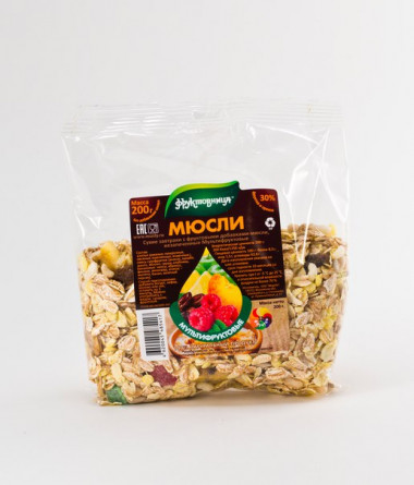 Мюсли без добавления сахара Ягодная поляна 200гр, Фруктовница — 65fit