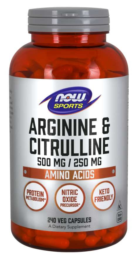 NOW Аминокислоты Arginine & Citrulline 500mg /250mg  240 Veg Capsules фото 1 — 65fit