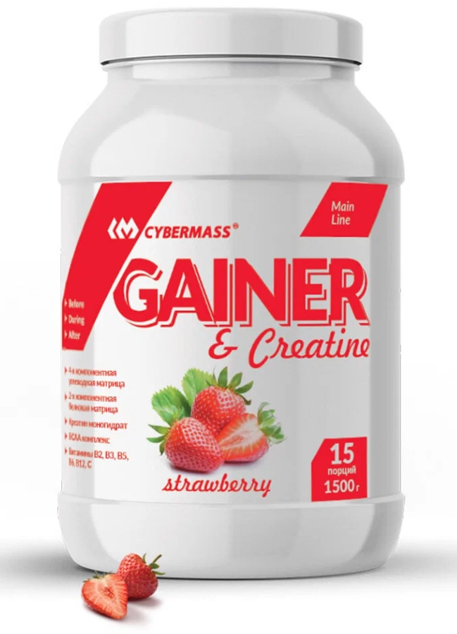 #Cybermass Gainer+Creatine Клубника 1500g фото 1 — 65fit