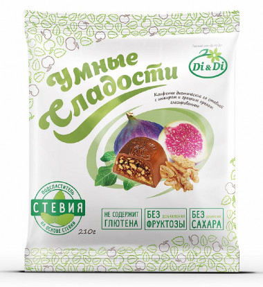 УМНЫЕ СЛАДОСТИ Конфеты инжир с грецким орехом в глазури 210г — 65fit