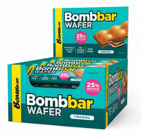 АКЦИЯ 2+1**_BOMBBAR Батончик вафельный "С шоколадно-ореховой пастой со вкусом Тирамису" 32г фото 1 &mdash; 65fit