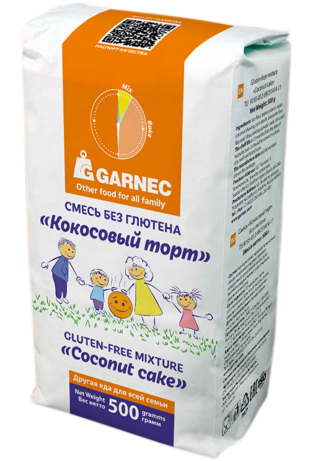GARNEC Смесь без глютена «Кокосовый торт» 500г фото 1 — 65fit