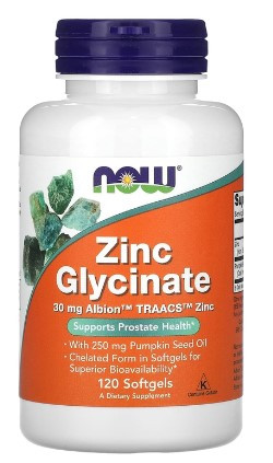 #NOW Zinc Glycinate 30mg 120 Caps — 65fit