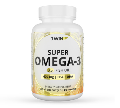 1WIN Omega-3 - 30%, XS 600 мг , 240 капсул,бад фото 1 — 65fit